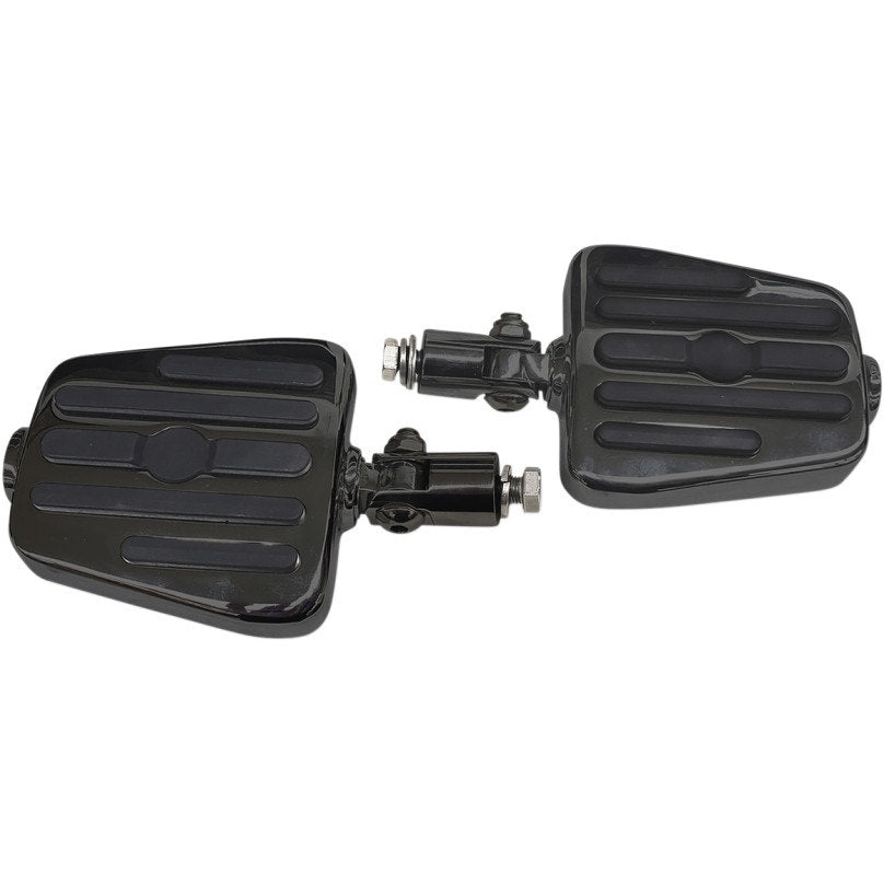 Rivco MV130MB Matte Black Rubber & Steel 4" Mini Folding Floorboards Harley