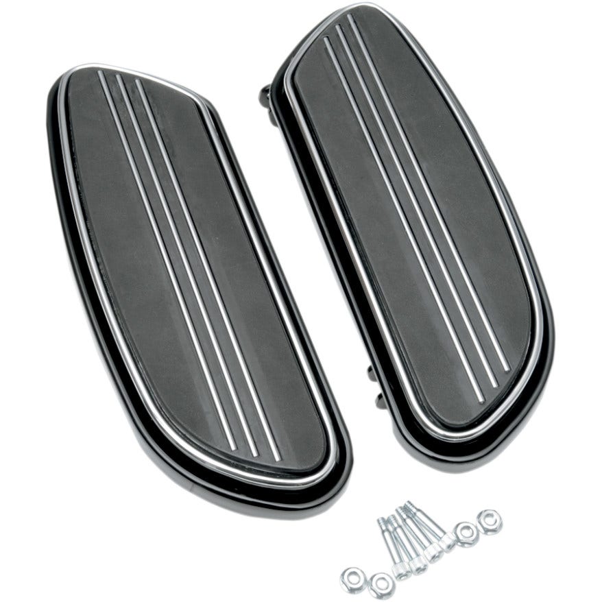 Drag Black Sweeper Streamliner Swept Driver Floorboards Harley FLHT & Softail
