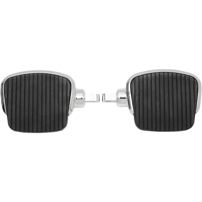 Drag Chrome 4" Floorboards Rubber Pads w/ Male Peg Mounts for Harley or Metric