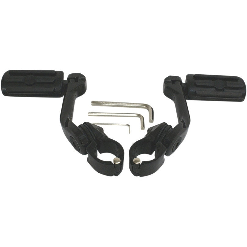 Rivco MV110MB Matte Black Ribbed Highway Pegs w/ Mounts 1-1/4" Bars Harley