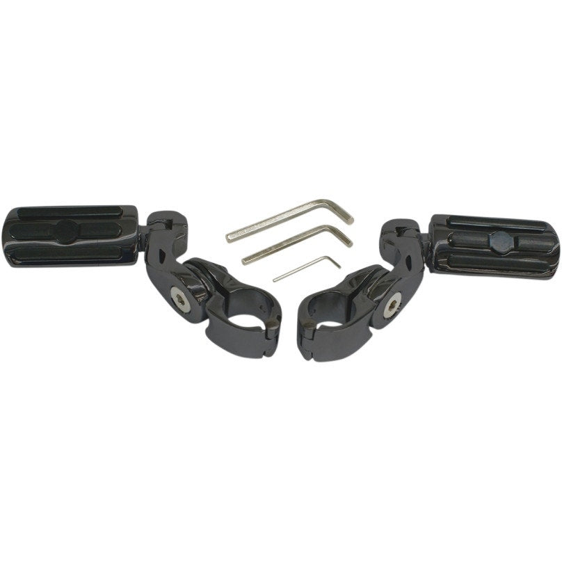 Rivco MV115MB Matte Black Ribbed 2.5" Highway Pegs w/ Mounts 1-1/4" Bars Harley