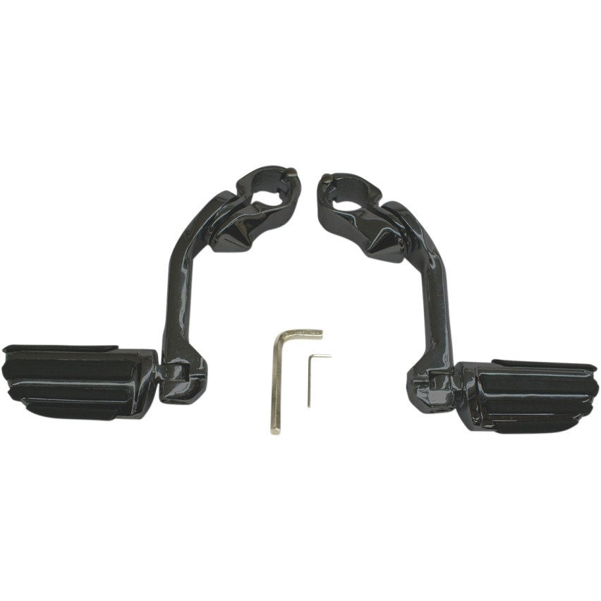 Rivco MV120MB Matte Black Ribbed Highway Pegs w/ Mounts 1-1/4" Bars Harley