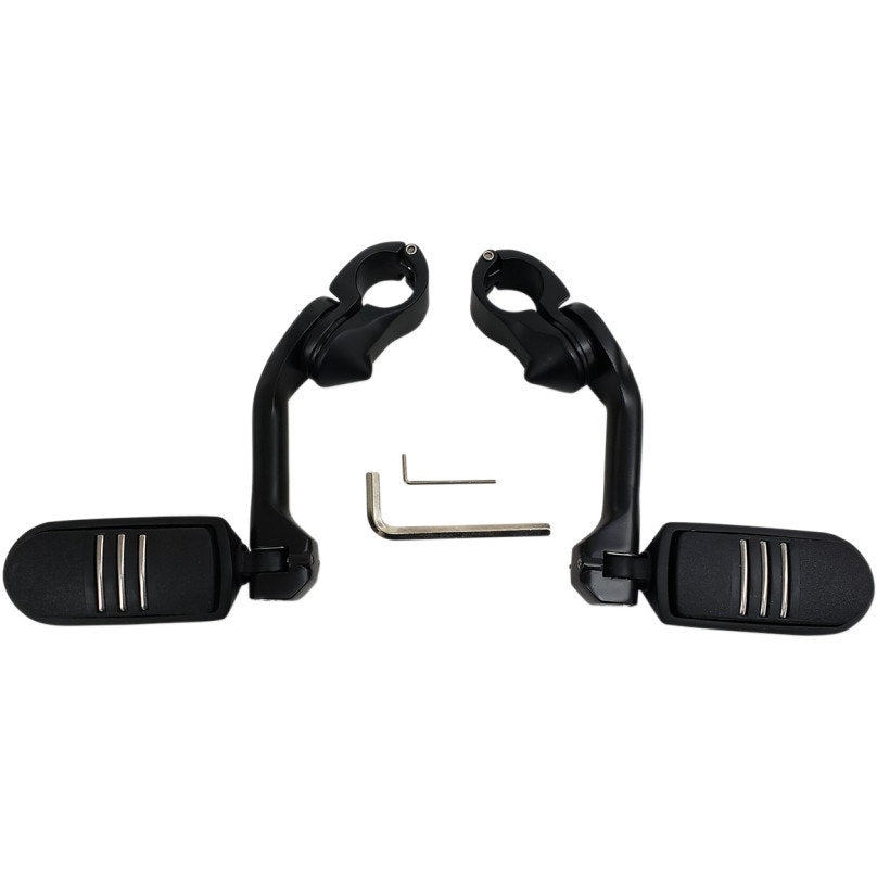 Rivco MV155MB Matte Black Motorcycle Highway Pegs w/ Mounts 1-1/4" Bars Harley