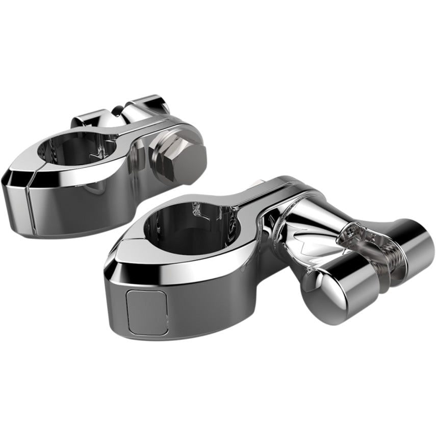 Ciro Chrome Adjustable Pinless 1-1/4" Hi-Way Bar Mount w/ Female Footpeg Clevis