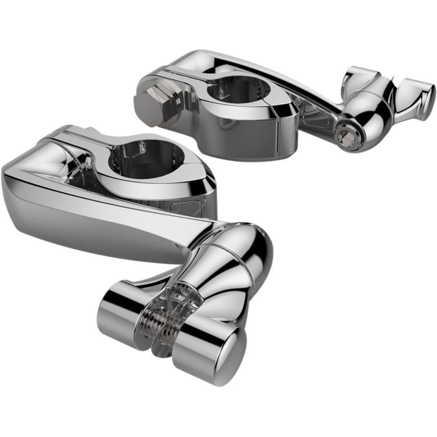 Ciro Chrome Adjustable 1-1/4" Hi-Way Bar Mount 4" Extension Arm Clevis Mount