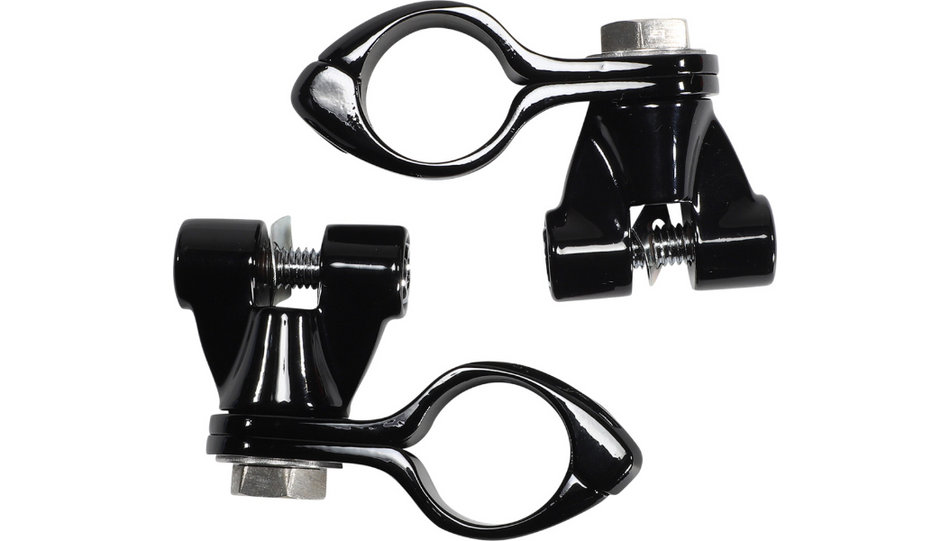 Ciro Black Adjustable Pinless 1-1/4" Hi-Way Bar Mount w/ Female Footpeg Clevis