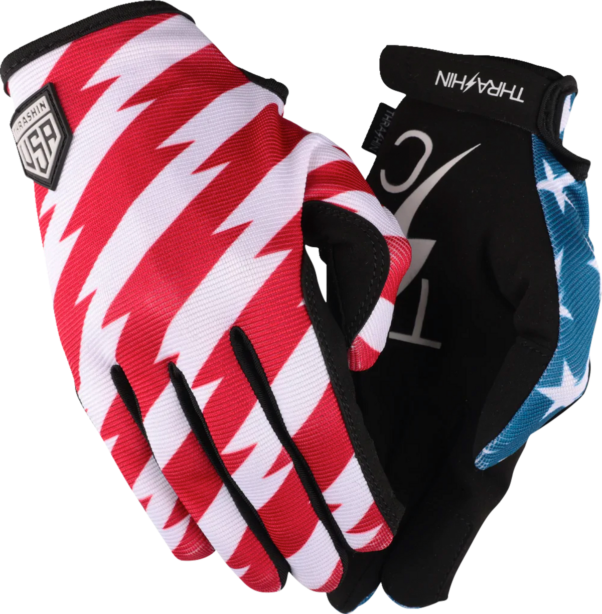 Thrashin Supply Company Stars & Bolts Stealth Black/Gray Motorcycle Gloves