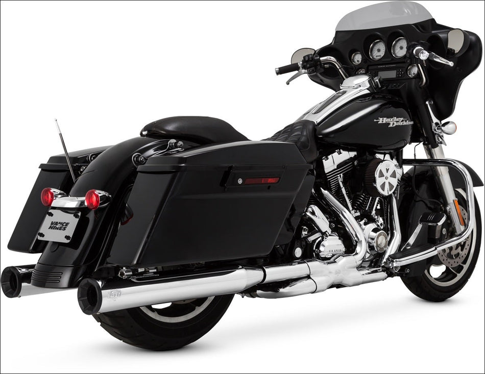 Vance & Hines Chrome Black Tips Eliminator 400 4" Round Slip On Mufflers Harley | 16706