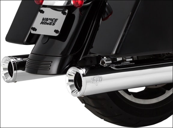 Vance & Hines All Chrome 4" Eliminator 400 Slip On Mufflers Harley FL M8 17-Up