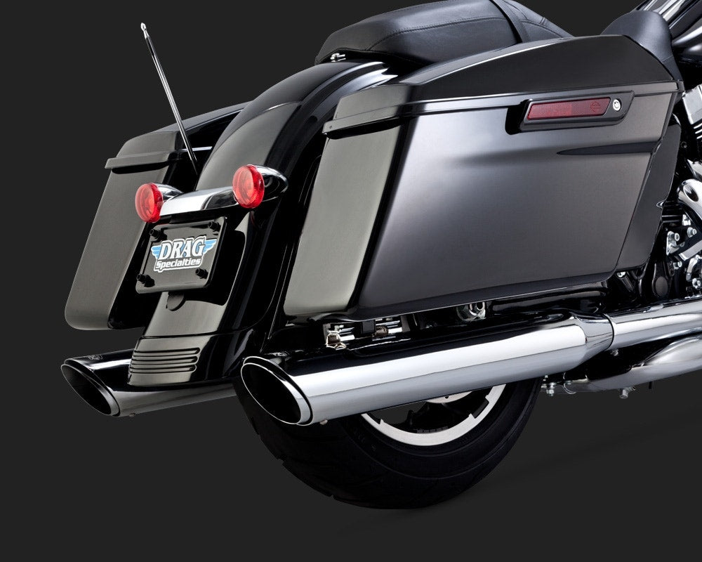 Vance & Hines Chrome Twin Slash Round Slip On Mufflers for Harley