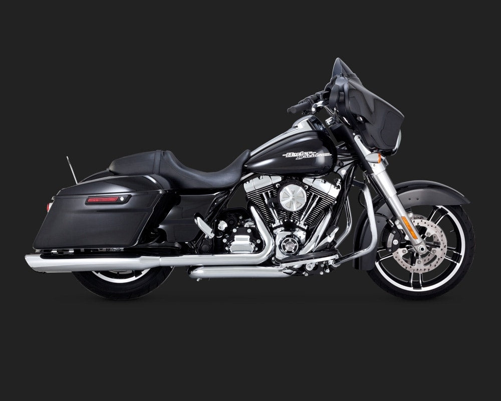 Vance & Hines Chrome Twin Slash Round Slip On Mufflers for Harley