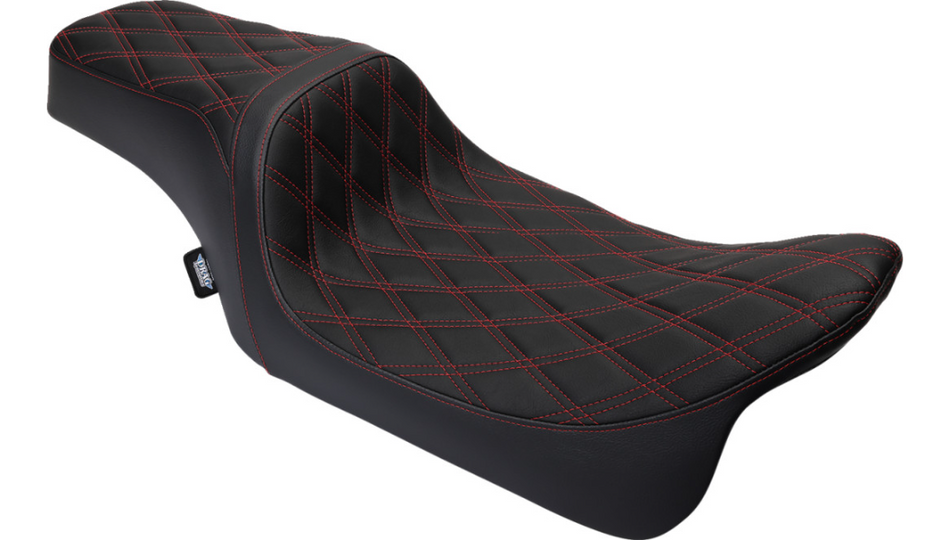 Drag Specialties Predator 1-Up  D Diamond Red Thread Seat for Harley 08-23 FLH