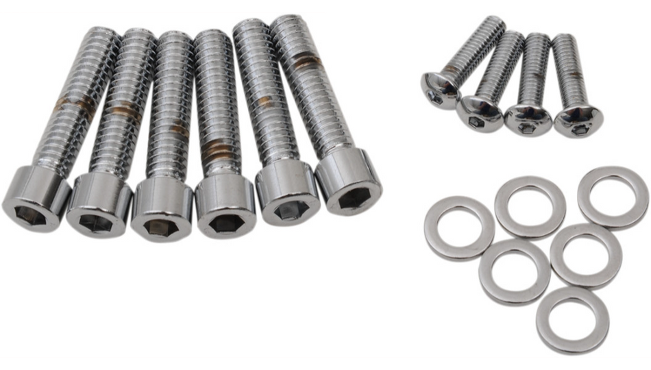 Drag Specialties Chrome Smooth Handlebar Control Bolt Kit 4 Harley M8 Models