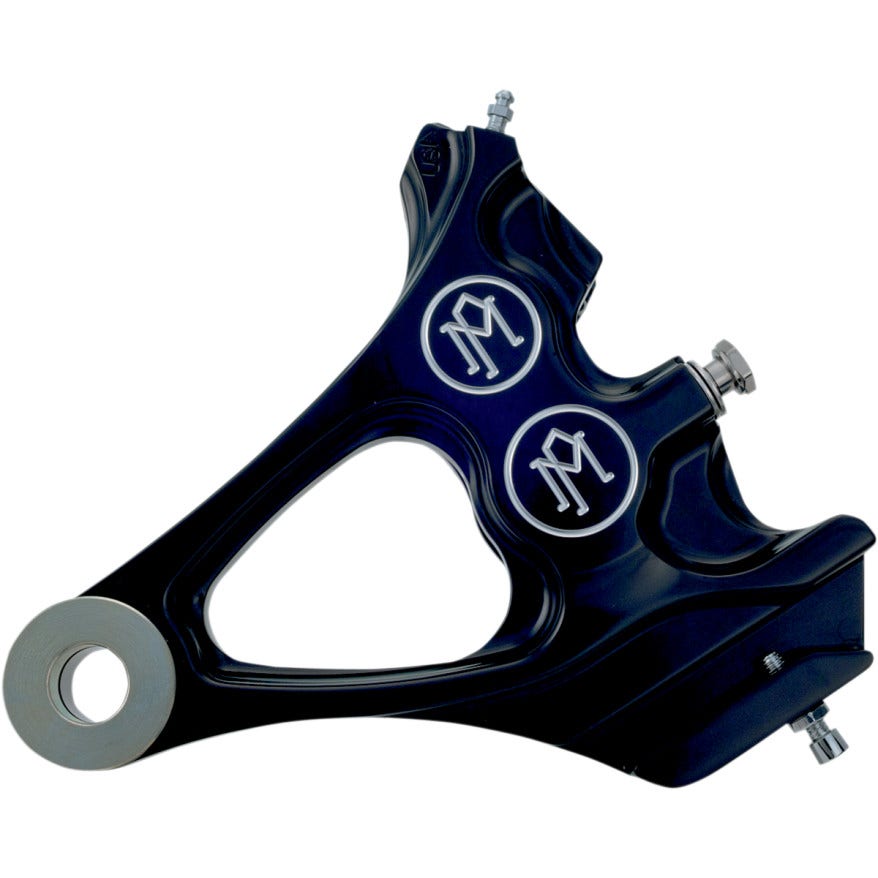 PM Black Contrast Cut Rear Brake Integrated Caliper Harley Softail 87-99