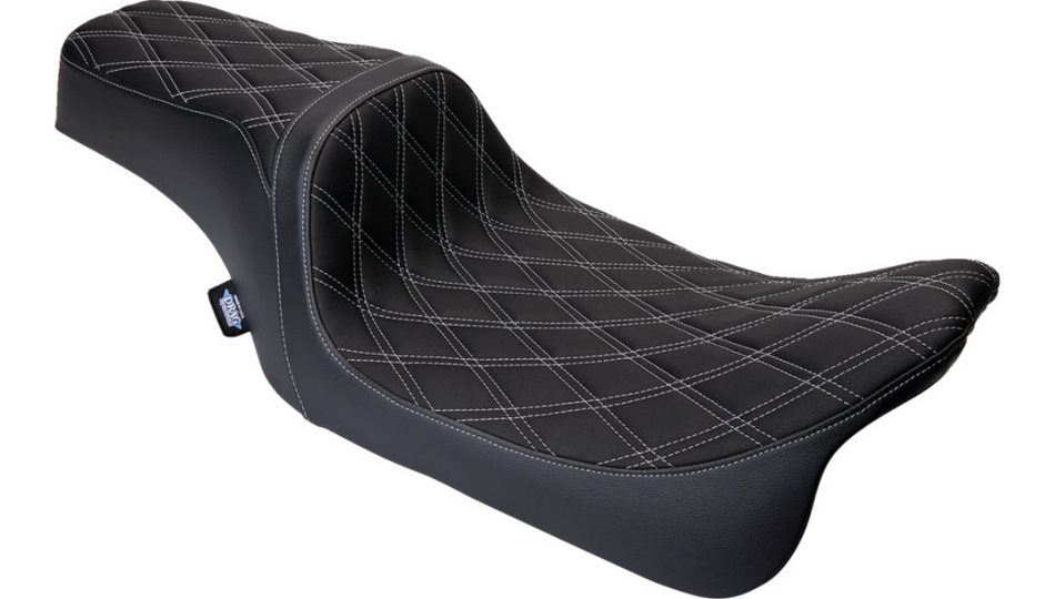 Drag Specialties Predator 1-Up  D Diamond Silver Thread Seat for Harley 08-23 FLH