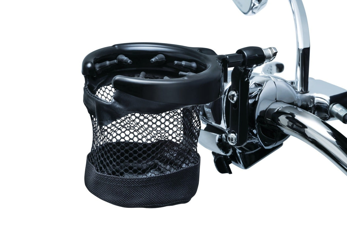 Kuryakyn Black Universal Perch Drink Holder with Basket Harley or Metric