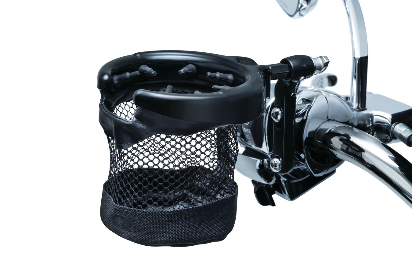 Kuryakyn Black Universal Perch Drink Holder with Basket Harley or Metric