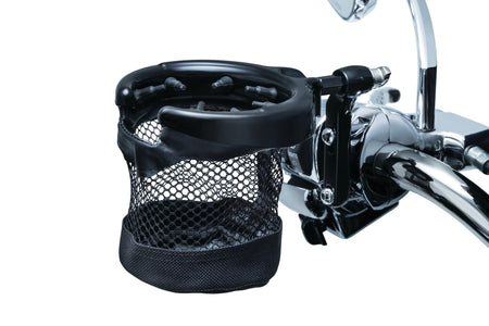 Kuryakyn Black Universal Perch Drink Holder with Basket Harley or Metric