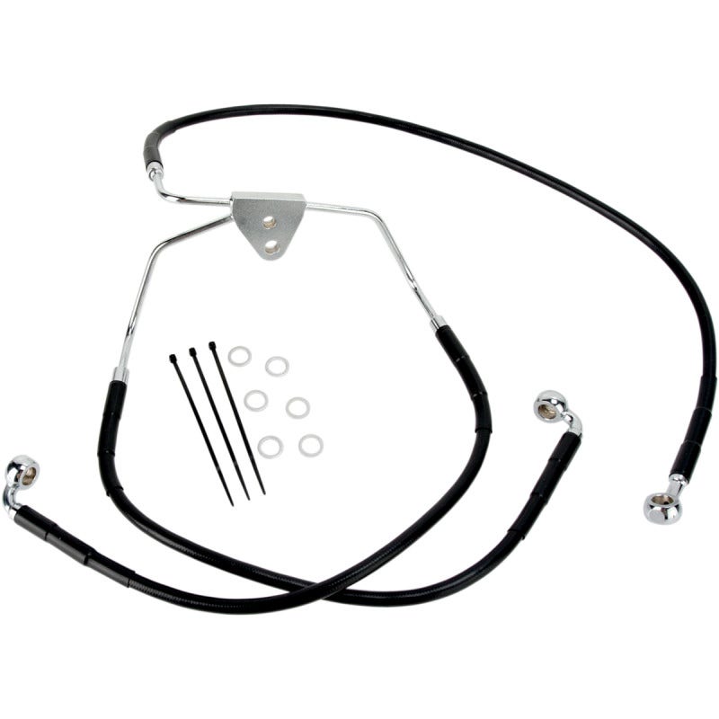 Drag Front Extended +10 Black Vinyl Brake Line for Harley 08-13 FLH/T Non ABS