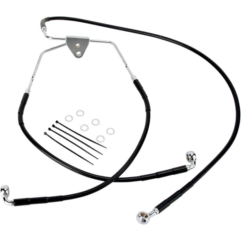 Drag Front Extended +8 Black Vinyl Brake Line for Harley 96-07 FLHT/FLHX