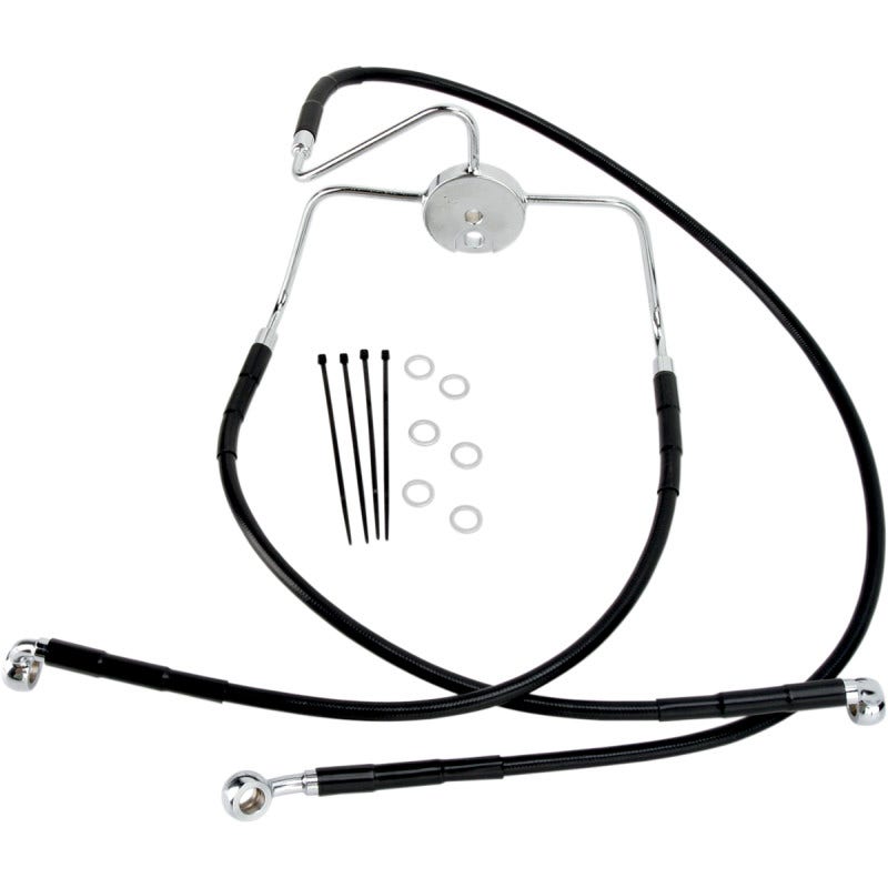 Drag Front Extended +8 Black Vinyl Brake Line Harley 94-07 FLHR 98-06 FLTR/I