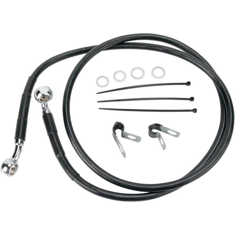 Drag Front Extended +2 Black Vinyl Brake Line for Harley 99-07 FXST