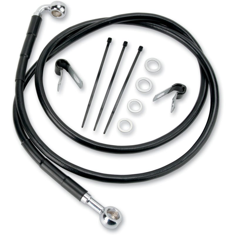 Drag Front Extended +2 Black Vinyl Brake Line Harley 84-98 FXST 93-05 FXDWG
