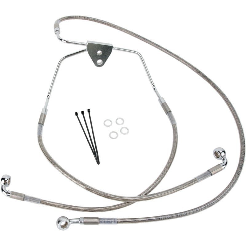 Drag Front Extended +2 Stainless Steel Brake Line for Harley 08-13 FLH/T Non ABS