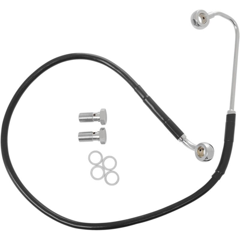 Drag Front Extended +10 Black Vinyl Brake Line Harley 12-13 FXS W/ ABS Upper