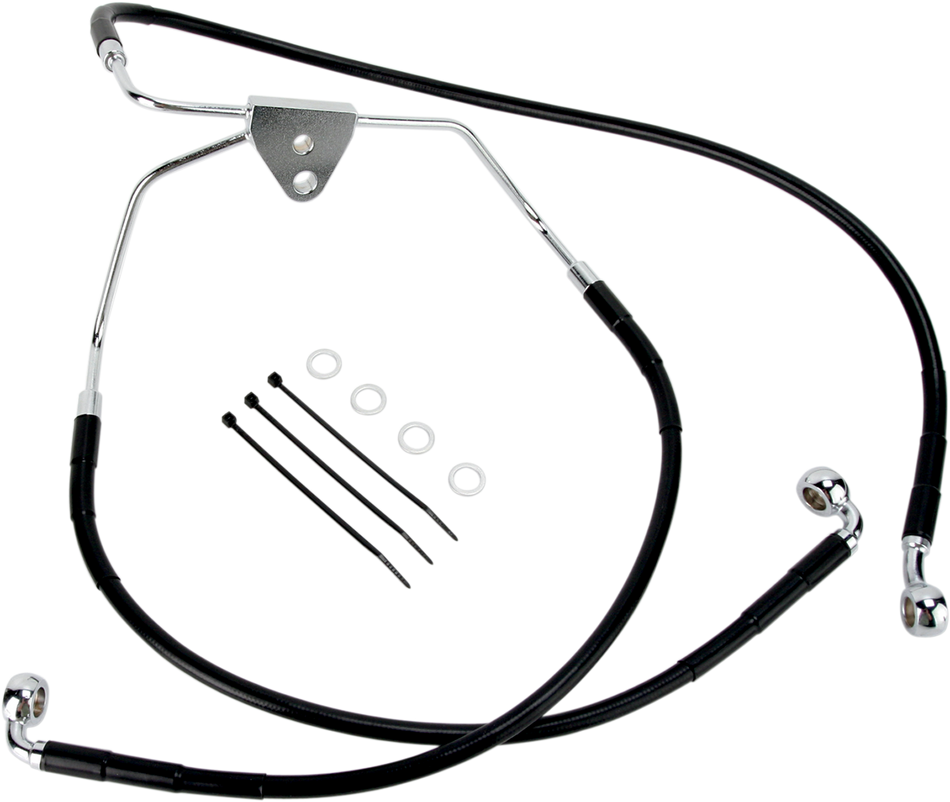 Drag Specialties Front Lower Dual Disc Black Vinyl Stainless Steel Brake Line for Harley 09-13 FLH/T With ABS