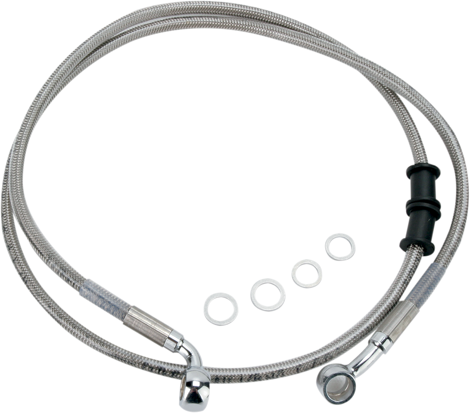 Drag Specialties Front Stainless Steel Brake Line for Harley 95-06 FX Springer Softail - Stock Length