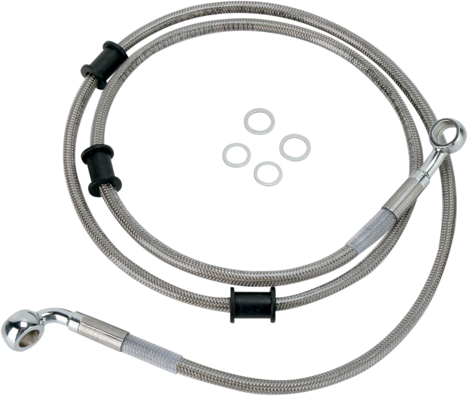 Drag Specialties Front Stainless Steel Brake Line for Harley 08-10 FLST/F w/o ABS