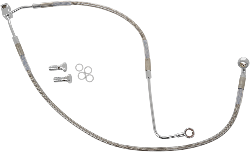 Drag Specialties Front Lower Stainless Steel Brake Line for Harley 12-13 FXS w/ ABS - Stock Length