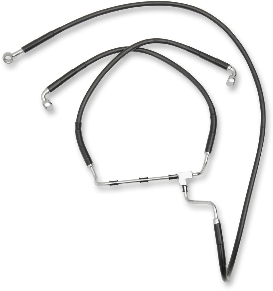 Black Vinyl Extended Length Front Brake Line Harley 14-15 Non ABS Plus 8