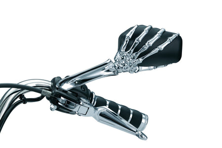 Kuryakyn Black & Chrome Skeleton Hand Mirrors for Harley and Metric (ea)