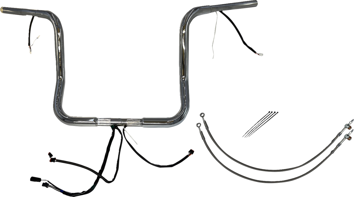 FBI Wired 1-1/4" Round Top Handlebar Kits for 16-20 FLHT/FLHX & Trike - Chrome / 14"
