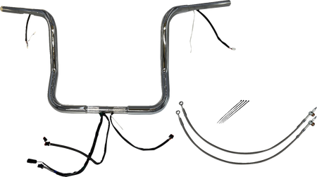 FBI Wired 1-1/4" Round Top Handlebar Kits for 16-20 FLHT/FLHX & Trike - Chrome / 14"