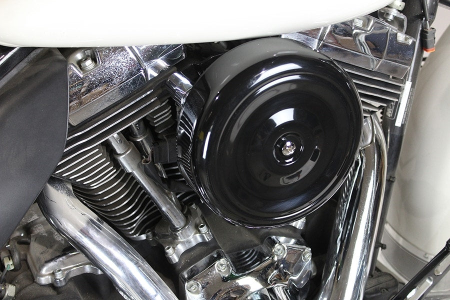 V-Twin 34-0262 Black 8" Round Air Intake Filter Cleaner 50mm Harley FLH 08-16
