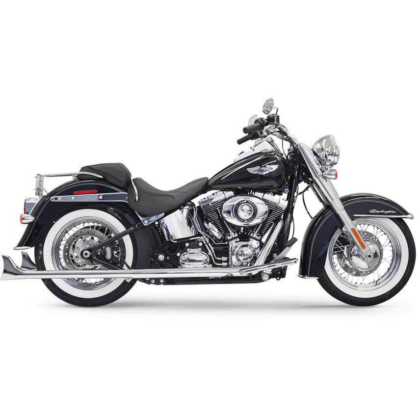 Bassani Chrome True Dual Exhaust W/ 33" Fishtail Tip Mufflers Harley Softail 07-15