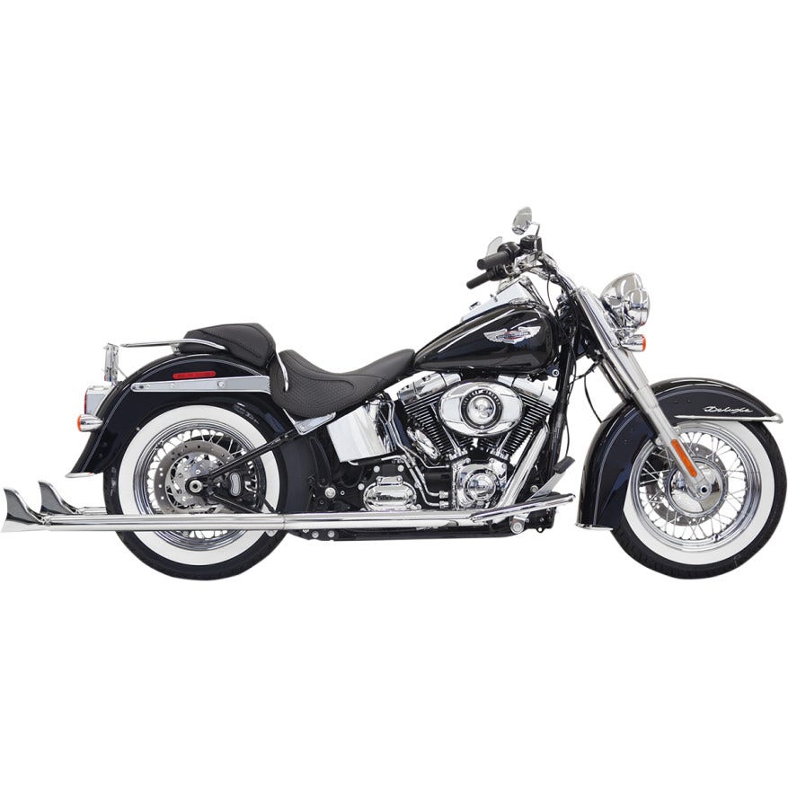 Bassani Chrome 36" True Duals Fishtail Mufflers w/ Baffles Harley Softail 07-17