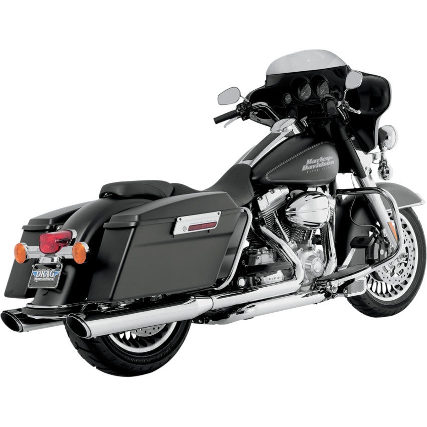 Vance & Hines Chrome Twin Slash Round Slip On Mufflers for Harley Touring 95-14 | 16763