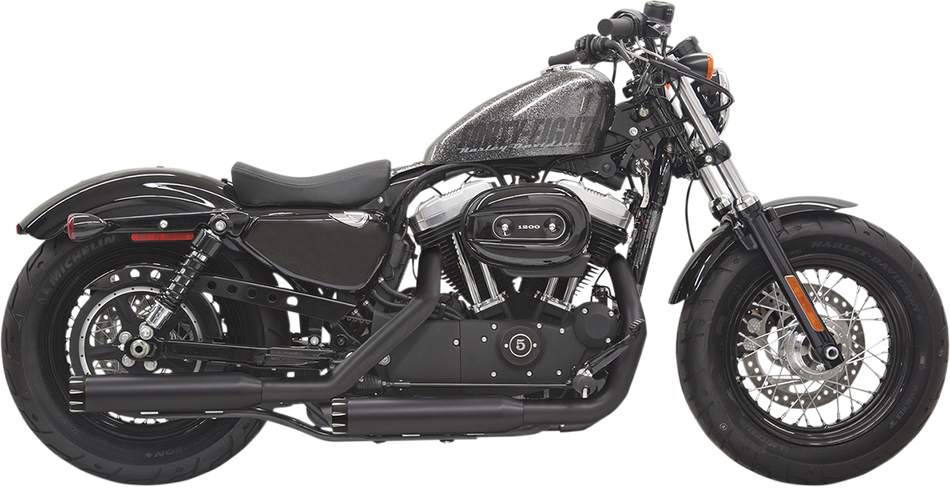Bassani 3" Black W/ Black Fluted Tips Firepower Series Slip-Ons for Harley 2014 Sportster