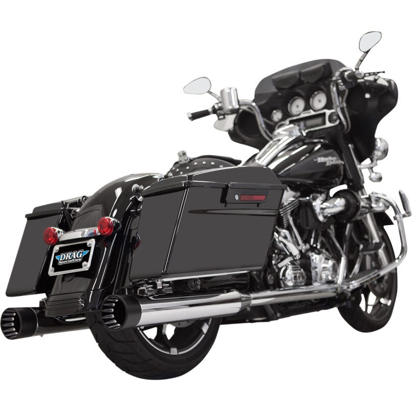 Bassani DNT Deep N Throaty Chrome Black Tip 4" Slip On Mufflers Harley Straight - 1F7DNT5