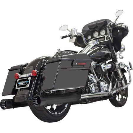 Bassani DNT Deep N Throaty Black W/ Black Tip 4" Slip On Mufflers Harley Straight - 1F7DNT5B