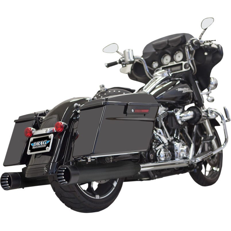 Bassani DNT Deep N Throaty Black W/ Black Tip 4" Slip On Mufflers Harley Straight - 1F7DNT5B
