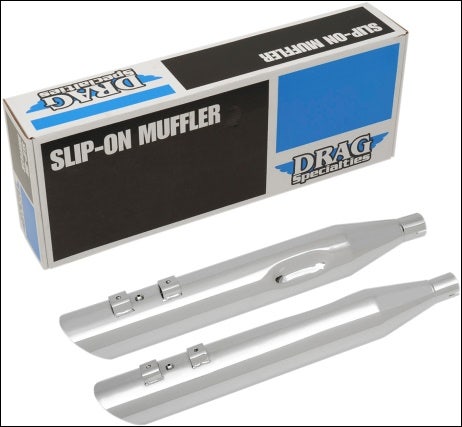 Drag Specialties Chrome 4" Slash Down Slip On Mufflers Exhaust Harley 95-16