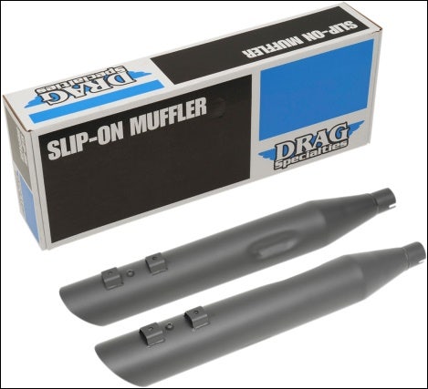 Drag Specialties Black 4" Slash Down Slip On Mufflers Exhaust Harley 95-16