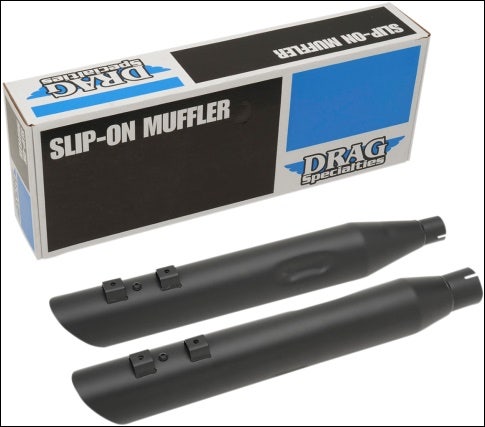 Drag Specialties Black 4" Slash Down Slip On Mufflers Exhaust Harley 17-25