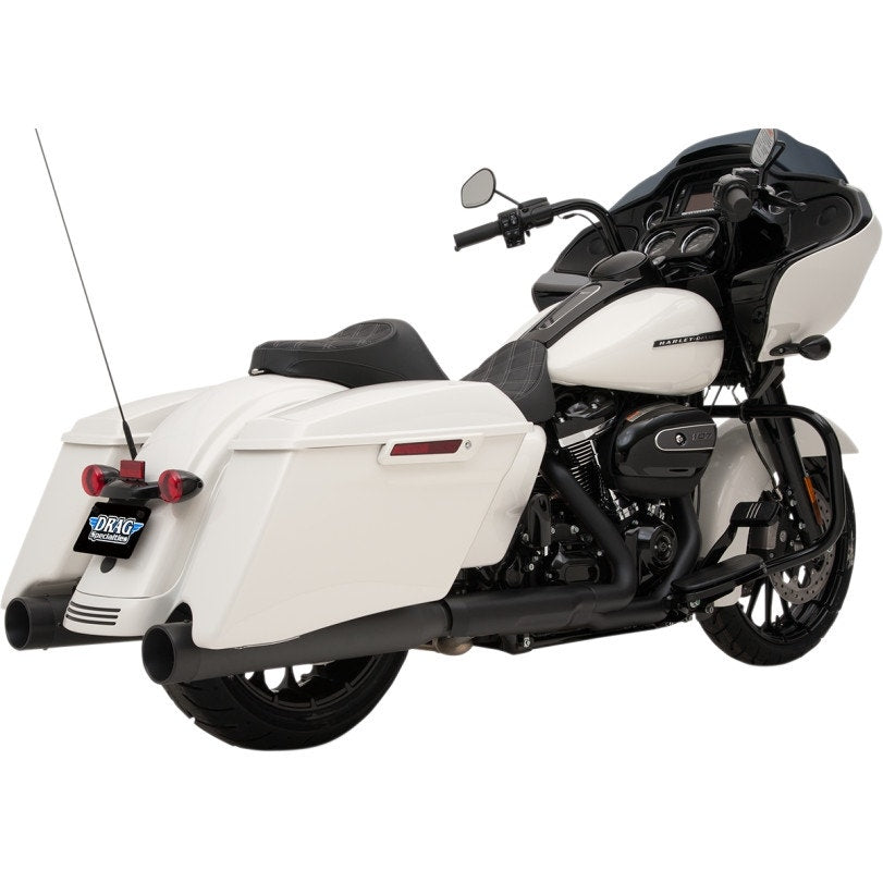 Drag Black 4" w/ Black Billet Tip Slip On Mufflers Harley FLH/T Milwaukee 8 17-25