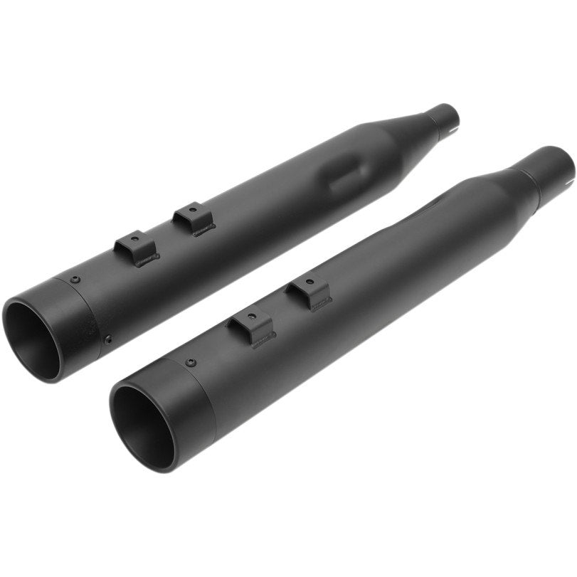 Drag Black 4" w/ Black Billet Tip Slip On Mufflers Harley FLH/T Milwaukee 8 17-25